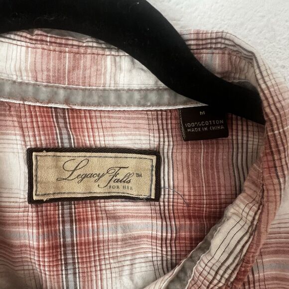Legacy Falls for Her Womans M Red Plaid Long Sleeve Pearl Snap Westen Shirt - Picture 3 of 7